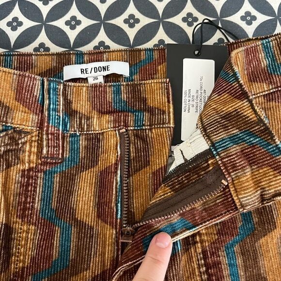 Re/Done 70s corduroy pocket loose flare retro stripe pants - Picture 5 of 9